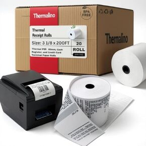 (20 ROLLS) 3 1/8" x 200ft Thermal Receipt Paper Rolls - BPA-Free, 80mm Printer Paper for POS Cash Registers Credit Card Terminals, Clover station, Epson, Star TSP100III, TM-T88III, TM-T88IV