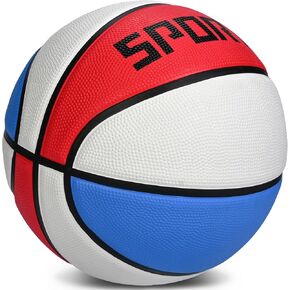 KUYOTQ Baby Toddler Mini Size 1 Basketball Thickened Rubber Kids Small Basketball Soft Touch in & Outdoor for Boys Girls Gifts (Deflated,Red White Blue)