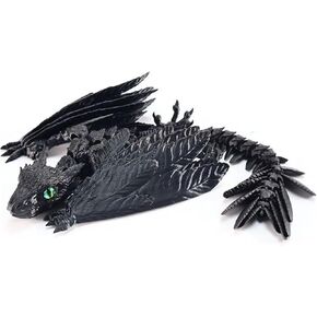 12" Vibrant 3D Printed Dragon Premium PLA Eco-Material Birthday Gift & Fantasy Collectible (Black)