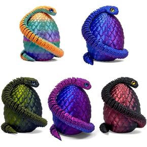 5PCS 3D Printed Snake Eggs with 11.8 Inch Snake Inside, Home Office Decor Executive Desk Toys for Autism/ADHD, Perfect for Easter Gifts, Collectibles & Kids’ Imagination Adventure (Multicolor2-5PCS)