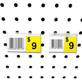 STORE FIXTURES DIRECT Pegboard Label Holder, Scannable UPC Ticket Display with Slot for Peg Wall, 2.5" L x 1.25", 50 Pack
