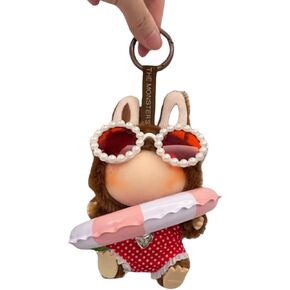 17cm Doll Clothing Outfit Summer Accessories Set, Swimming 3 pics Set (no Doll) (Green Polka dot Swimsuit + Green Swimming Ring + Green Glasses)