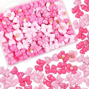 سحر الراتنج سحر الوحل 50pcs الوردي لطيف راتنج القوس زخارف الزخارف الزخرفة المختلطة ملحقات الزخرفة