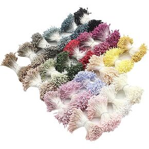 1800 pcs 1mm رأس مزدوج الزهرة السقلة الفدح متعددة الألوان الأزهار الاصطناعية لتصنيع البطاقات ديكوراتايون