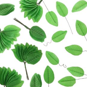 Boao 200 Pcs Fake Green Leaves for Crafts Artificial Rose Leaves Faux Silk for DIY Wreaths Scrapbook Spring Meadow Wedding Doll House Party Decoration Floral Arrangements Baby Shower(Green)