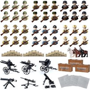 190 PCS WW2 Army Men Figures Sets | World War 2 Military Figures Pack | WW1 Soldier Building Set with Weapons and Baseplate