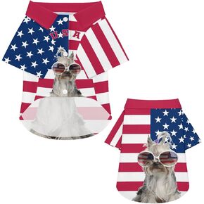 4th of July Dog Shirt Independence Day Puppy Clothes with American Flag Tee for Small Medium Large Pet Breathable Patriotic Tank Top Outfit