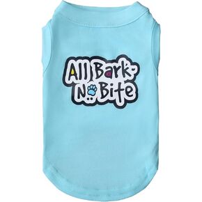 Dog Shirts for Small Dogs Printed Pattern All BARK NO BITE Cotton Calm Cute Sleeveless Dog Clothes Breathable and Little Stretchy Tshirts for Your Furry Friends Turquoise M