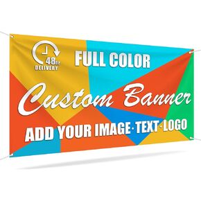 Custom Vinyl Banners and Signs Personalized with Photo or Logo Text, DIY Banner Customized for Birthday Party Graduation Thanksgiving Wedding Business Indoor Outdoor Display