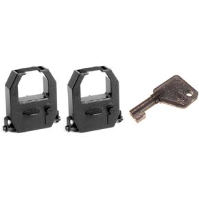 (Ribbons+Key Bundle) 2 Pack Compatible Replacement Ribbon Cartridge + Key for Amano PIX-10/15/21/25/28/55/75/95 TCX-35/45/85/88/90