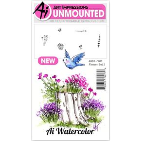 Art Impressions Watercolor Cling Rubber Stamp Flower 2 (4868)