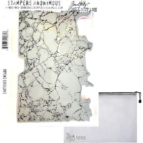 Tim Holtz Stampers Anonymous Shattered Cling Stamp with Grid + Carnora Mesh Storage Bag, August 2023 Release (CAR2CMS466)