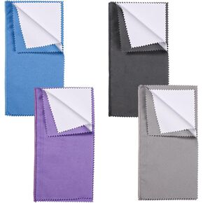BOXOB 4pcs Silver Polishing Cloth, 8.07x8.07in Double-Side Jewelry Cleaning Cloths Multi-Layer Jewelry Polishing Cloths for Silver Gold Platinum Jewelry Cleaning Accessories (4 Colors)