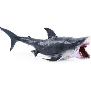 11" Megalodon Shark Toy, Realistic Deep Sea Giant Ocean Animal Figure with Movable Jaw for Kids Party Favors Cake Decor Bath Play Collection