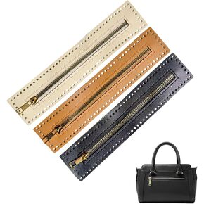 3 Colors PU Leather Zipper Sewing Accessory 27cm Handbag Metal Separating Zippers Frames Bags Accessories for DIY Knitted Crochet Bag Shoulder Bag Wallet Clothing Making Sewing Craft Project