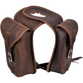 HILASON 6.5" W x 8" H 3" B Soft Leather Saddle Horn Bag Brown | Horse Western Bags for Horses Bike