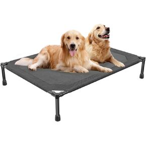 Simple Trending Raised Bed for Extra Large Dog, Waterproof XL Pet Cot, Breathable Big Bed Load 500lb, Metal Connector, Black