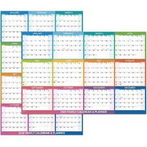 2026 Dry Erase Calendar - Dry Erase Wall Calendar 2026, Yearly Wall Calendar, Jan. 2026 - Dec. 2026, 34.6" x 22.9", Wet & Dry Erase Laminated, Vertical/Horizontal, Reversible - Colorful