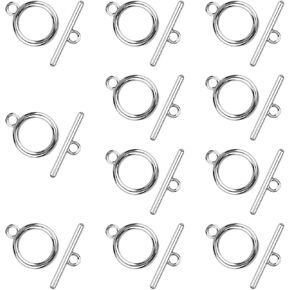 Toggles Clasps for Jewelry Making, 11 Sets Stainless Steel Round Iq Toggles Clasps & T-Bar Clasp, Metal Bar and Snap Ring, Bracelet Toggles Clasp for Necklace DIY Crafts