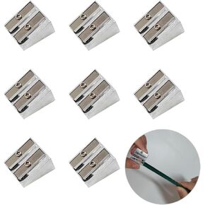 8 Pcs Handheld Metal Pencil Sharpener, Silver Pencil Sharpener, Metal Pencil Sharpener Manual, Small Pencil Sharpener, Metal Sharpeners, Manual Aluminum Alloy Sharpener