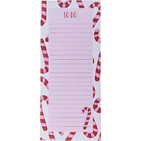 Graphique Candy Canes Notepad Magnetic Notepad ، 100 ورقة للدموع للبقالة والتسوق وقوائم المهام ، وسادة كتابة عطلة عيد الميلاد للثلاجة ، والمطبخ ، والمكتب ، والهدية الممتعة