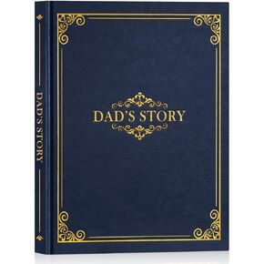 Lanpn Dad Life Story Journal with 300+ Questions, Gifts for Dad Father's Day Birthday Christmas Dads Memory Keepsake Book to Fill Out Leather Father Story Guided Journal to Share Life & Love (Blue)