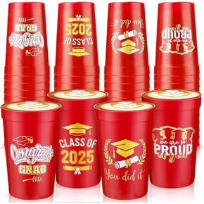 Ramede 60 Pcs 16 oz Graduation Cups 2025 Reusable Plastic Cups for Class of 2025 Theme Party Favors Congrats Grad Graduation Party Decorations Supplies(Blue)
