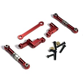 Compatible with 16207 16208 16209 16210 H16 H16BM 1/16 RC Car Metal Parts Steering Tie Rod Assembly(Red)