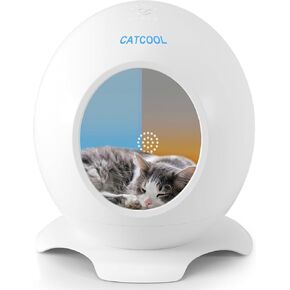 Heated Bed for Cat Air-Conditioned Cat House with Sleep Music, Auto-Temp Control Waterproof Heater - Washable Scratchproof HIPS Material, Season Hot Summers & Cold Winters, Easy to Clean & Portable