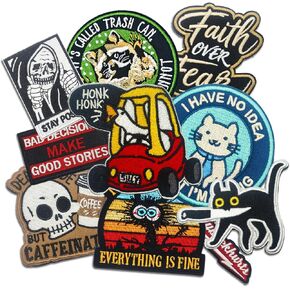11pcs Funny Tactical Patches Set, Colorful Embroidered Hook and Loop Patches with Cute Animal & Witty Phrases, DIY Accessories for Jackets, Backpacks, Dog Harnesses, Army Vests, Bags and Hats