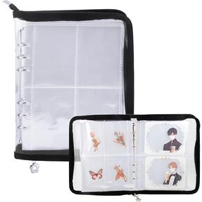 Sticker Collecting Zipper Binder Album, Sticker Storage Organizer, Reusable Sticker Collecting Book for Adult, A5 Sticker Album for Collecting Sticker, 3 Types of Internal Pages (Black)