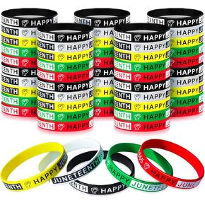 50 Pcs Happy Juneteenth Day Party Favors Juneteenth Silicone Wristband Bracelets Black Freedom Day Silicone Wristbands for June 19th Party Supplies