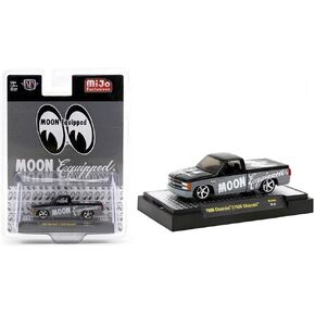 M2 1990 Chevy C1500 Silverado Pickup Truck Black and Gray Mooneyes Equipped Limited Edition to 5500 Pieces Worldwide 1/64 Diecast Model Car 31500-MJS64
