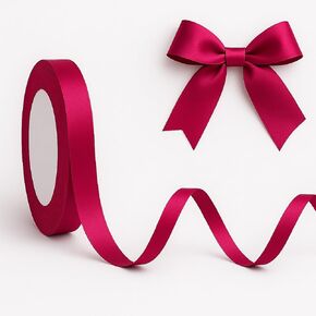 Burgundy Ribbon for Gift Wrapping Satin, 1/4 in, 25 Yards for Crafts, Balloons, Bows, Weddings, Birthday DIY Sewing