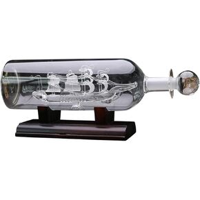 Ship in A Bottle Glass Boat Wooden Home Room Decoration Model Ship in A Bottle Glass Ornament Table Top Nautical Home Sailboat Decor Ship in A Bottle Glass Boat Wood Base Decorative