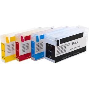 Refillable Ink Cartridge Set Compatible with 4 Color 952 952XL Compatible with Use with 7720 7740 8210 8216 8710 8715 8725 8720 8730 8740 Printers with Disposable Chip