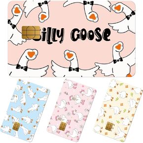 Credit Card Skin Stickers - 4 Pcs Funny Goose Debit Card Skin Stickers, Cute Animal Flower Removable Waterproof Decal Cover Set for DIY Key, Transportation