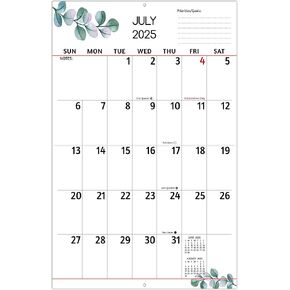 Wall Calendar 2025-2026 - Large Print Calendar, Jul 2025 - Dec 2026, 14.6 x 22.8 In (Open), 18 Monthly Calendar 2025-2026 with Big Numbers, Large Grid, Notes, Moon Phases, Great for Planning