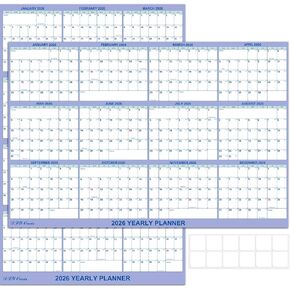 32" x 48" 2026 Wall Calendar, Folded Wet & Dry Erase Wall Calendar 12 Month, Annual Yearly Planner Laminated Calendar, Reversible, Horizontal/Vertical, with Julian Dates