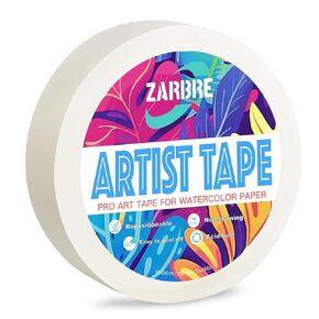 Artist Tape, White Art Tape for Watercolor Paper, Medium Tack Masking Drafting Tape for Painting Canvas Framing, Acid-Free, 0.5in x 164FT Long