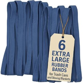 Kitchentoolz 36" Extra Large Rubber Bands for 95-96 Gallon Trash Cans and Moving Blankets – Heavy Duty 6-Pack