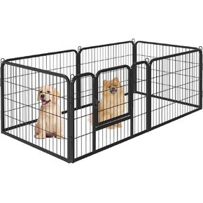Topeakmart 24-Inch 6 Panel Heavy Duty Portable Pet Playpen Dog Exercise Pen Cat Fence Crate Cage Kennelwith Door Puppy Rabbits Play Pen,Outdoor/Indoor,Black