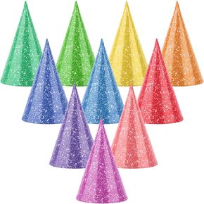 10 PCS Colorful Mini Party Hats for Stuffed Animals Lovely Glitter Paper Cone Tiny Birthday Hats for Baby, Pets, Dolls, Assorted