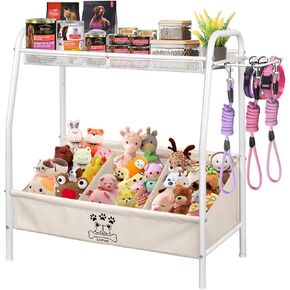 Large Dog Toy Storage Basket, Adjustable Large Pet Dog Toy Bin Organizer, Dog Toy Stuff Organizer Box with 2 Velcro Dividers for 1–3 Compartments for Living Room Area