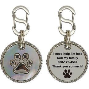 Personalized Dog ID Tag,Shell-Inlaid Craft Dog tag The Content on The Back can be The Content on The Back can be Customized(Gold)