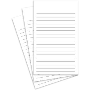 Thick White Note Cards for notes or thoughts, Printed black ruled lines Both sides - Vertical Ruled Cards "100 per pack" (3 x 5)
