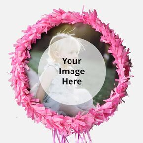 Personalized Multicolor 15" Round Pull String Piñata – Customizable with Your Photo – Perfect for Birthdays, Weddings, and Celebrations – Holds 3-5 Pounds of Candy