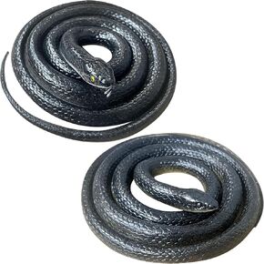 2 Pcs Realistic Rubber Snakes Decoration for Garden Props to Scare Birds, Squirrels, Mice, Prank Toys, Theater Props, and Party Favors for Kids