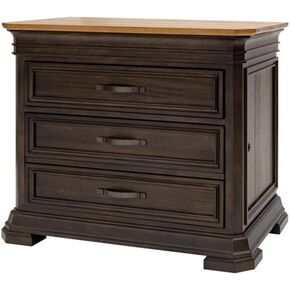 BOWERY HILL Executive Lateral File with Solid Wood Plank Top in Brown