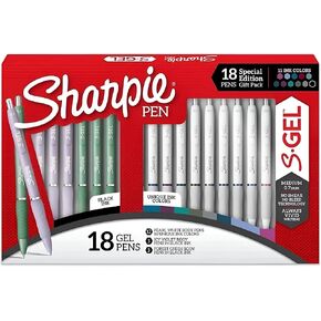 Sharpie S-Gel Pens, 18 Count, Medium Point 0.7mm Gel Ink Pens, Assorted Barrel Colors, 11 Unique Ink Colors, No Smear, No Bleed, Vivid Writing, Special Edition Gift Pack